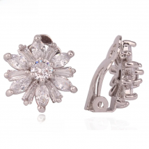 WENHQ New Arrival Clip on Earrings No Pierced Women's Party Wedding Luxury AAA Cubic Zircon Flower Shape Cuff Earrings Ear Clip