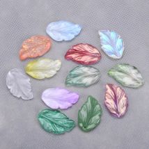 10pcs Leaf Petal Shape 28x17mm Lampwork Glass Loose Pendants Beads for Jewelry Making DIY Handmade Crafts Findings