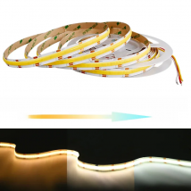 COB CCT LED Strip Lights 608 LEDs/m High Density Flexible Dimmable FOB Led Tape 2700K to 6500K Changeable Lighting DC12V 24V