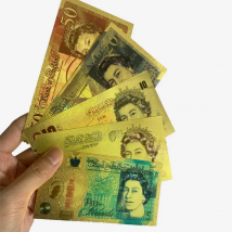 United Kindom Colored Plated Banknotes Queen Elizabeth Ii Gold Banknote Prop Money Gbp Euro Bills Bank Note Colletible Gifts