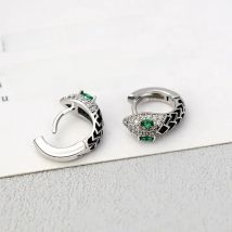 Women's Inlay Rhinestone Snake Huggies Earrings Shiny Crystal Zircon Stone Huggies Hoops Charming Ear Piercing Snake Earrings