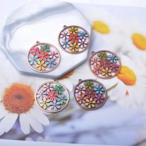 12pcs/lot 34*36mm Bohemian Style  Ancient Copper Color Flower Charms Alloy Ear Pendant DIY  Jewelry Earring Findings