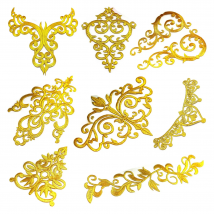 1 Piece Iron On Patches For Cosplay Diy Clothes Gold Embroidery Appliques Trims Garments Budges Accessories