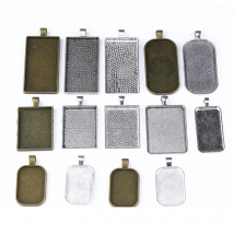 10pcs/lot Rectangle Cabochon Cameo Base Setting Pendant Tray For Necklace Keychain DIY Jewelry Making Findings Crafts Wholesale
