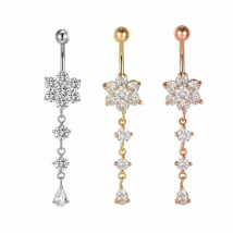 Elegant Long Belly Button Rings for Women 14G G23 Titanium Piercing Curved Barbell CZ Zircon Navel Bar Allergy Free Body Jewelry