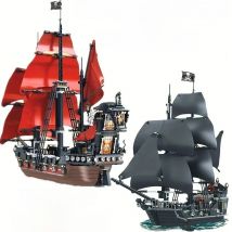 Pirates Of The Caribbean Ship Queen's Revenge Warship Black Pearl Sailboat Building Block Bricks Assembly Toy For Kid Adult Gift