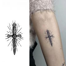 3 pcs Dagger Temporary Tattoo,Lasts To 15 Days New Technology Magic Waterproof Semi Permanent Sticker.