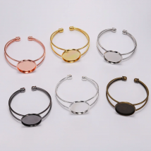 18 20 25mm Cuff Bangles Cabochon Base Blanks Tray Bezel Setting Cabochon Cameo Bracelet For DIY Jewelry Marking Finding Supplies