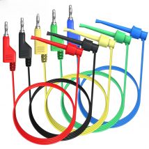 YPioneer P1045 5PCS 4mm Stackable Banana Plug to Mini Grabber Test Hook Clips Test Leads Cables Wires for Electrical Testing