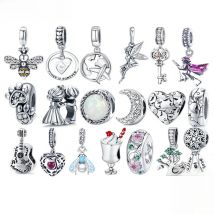 WOSTU Genuine 925 Sterling Silver Lucky Charm Zircon Bee Family Beads Pendant Fit Original Bracelet Necklace DIY Fine Jewelry
