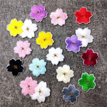 Colorful Cherry Blossoms Patches Clothe Embroidery Applique Sewing Supplies Decorative Pink Green Blue Red Sakura