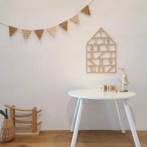 Korean Kids Room Garland Wooden Triangle Flag Wall Hanging Bunting Banner Nursery Room Baby Shower Birthday Party Nordic Decor