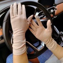 2025 New Fashion Women's Sun Protection Gloves Ladies Summer Cotton Dot Breathable Non-slip Touch Screen Driving Gloves