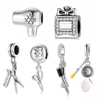 Fine Pendant 925 Sterling Silver Beauty Hairdressing Tool Comb  Bead Jewelry Making Fit Original JIUHAO Charm Bracelet