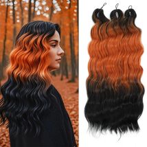 Anna 24Inch 300g/pack Orange Synthetic Loose Wave Crochet Hair Extension 3Pcs/lot Ombre Brown Deep Wave Braiding Hair Extensions