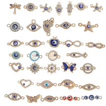 10pcs/lot Butterfly Eye Star Heart Rhinestone Connectors Charms DIY Necklace Bracelet Pendant Craft Handmade Findings