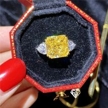 CC Fine Jewelry Rings For Women Yellow Cubic Zirconia Luxury Wedding Engagement Ring Silver Color Drop Shipping CC1665