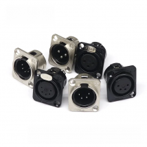 HF XLR 3/4/5pin Male Female Panel Audio Microphone Jack Plug Connector Black YS145BG YS146BG Copper Contact XLR Metal Socket