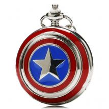 Marvel Captain America Stars Shield Design Quartz Pocket Watch Relogio De Bolso Fashion Pendant FOB