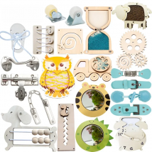 Busy Board Accessories DIY Toy Part Wooden Toys Metal Locks Leather Buckle Montessori Educational Games Intellectual Development