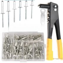 Heavy Duty Riveter Set,Pop Rivet Gun and 120Pcs Blind Rivets Assortment Kit Hand Tools Rivet Nut Tool