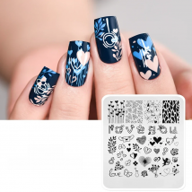 KADS Nail Art Valentines Day Nail Stamping Plates Heart Stamp Nails Template Christmas Flower Nature Nail Stencils Plate Set