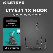 LETOYO Barbed Treble Hooks High Carbon Steel Triple Hooks Black Nickles Matte Tin Fishing Hook Hard Lure For Pike Bass Fishing