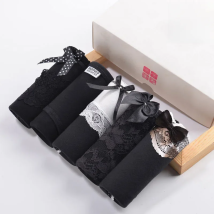 5Pcs/Lot Cotton Underwear Panties Women's Briefs Girls Sexy Lingeries Bow Pantys Breathable Underpants Shorts Panties For Women