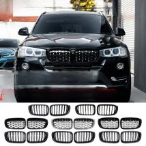 XVIP Chrome Diamonds Style Front Bumper Grilles For BMW X3 F25 X4 F26 2014-2018 Carbon Fiber Look Double Line Style Racing Grill