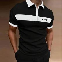 Herren Polos hirt Reiß verschluss Polo Kurzarm Urlaub Sommer Frühling Reiß verschluss Druck Kragen schwarz weiß rot mikro elastisches Polyester