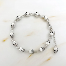 Skull Bracelets with Extend Chain 925 Sterling Silver Fine Jewelry For Woman Man Rebel Street Punk Bijoux Gift For Girlfriend