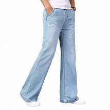 Retro Men's Flare Jeans Pants Bell Bottom Blue Black Loose Large Size Classic Fashion Casual Comfortable Boot Cut Denim Trousers
