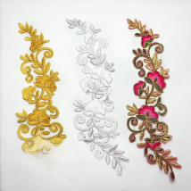 2pc Gold Silver Embroidered Sewing on Patch Flower Patches Stickers for Clothes Badge Sewing Fabric Applique Supplies