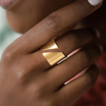 Stainless Steel Modern Wrap Wide Ring for Women Geometric Finger Statement Ring Party Layered Chic Jewelry