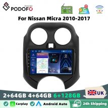 Podofo For Nissan Micra 2010-2017 Android Car Radio 2+64G/4+64G/6+128G  Video Multimedia Player Carplay Android Auto GPS BT