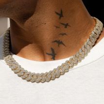 14MM Iced Prong Link Cuban Chain Necklaces for Men Women High Quality Rhinestones Chunky Cuban Chain Punk Jewelry Drop Shipping