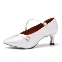 Elegance Style Closed Toe Standard Ballroom Latin Wedding Shoes Meduim Heel 2inch Practise White Ballroom Dance shoes For Women