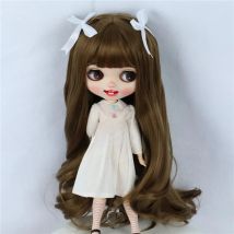 9-10 inch Blyth Wig Long Muffled Cyan Curly Wig