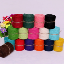 Cheap 2M width 6cm Colorful Natural Jute Burlap Ribbon Jute Fabric Roll Hessian Ribbon Trims Tape Rustic DIY Wedding Par AA8043