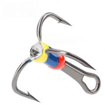 FISH KING Winter ice Fishing Hooks High Carbon Steel 5pcs/pack Overturned Barbed Trebles Hooks With Diamond Eye Fishing Tackle