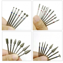 10pcs/set Diamond Nail Drill Bit for Manicure Cutter Dental Diamond Grinding Polish Burs Dental Lab Polisher