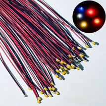 50pcs 0805 FLASHING LED SMD Lamp Wired Micro Litz Led Pre-Soldered Chip Wired 3V Railway Model Toy Light DIY Leads Wires 30cm