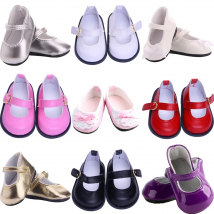 7cm Beautiful Bow Lace Leather Doll Shoes For 43cm Baby Doll Clothes 18 Inch American Doll Girl's Toys Our Generation