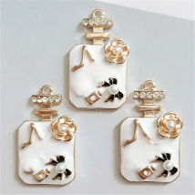 4pcs/pack Perfume  Metal Golden Charms Pendant for Earring Bracelet DIY Handmade Enamel Charms  Floating Charms