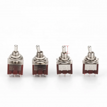 5PCS 6MM Short Handle Toggle Switch ON-ON Latching ON-OFF-ON MTS-102 DPDT 2/3 Position 6A/125V 3A/250V AC
