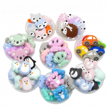 Cute-idea 5pcs Silicone Teether Beads Koala Elephant Animal Chewable Beads DIY Pacifier Chains Accessories BPA Free Baby Goods