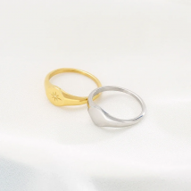 Simple North Star Starburst Signet Rings for Women Girl Gold Silver Rose Gold Color Stainless Steel Ring Wedding Band Jewelry