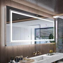 Wisfor LED Bathroom Mirror with Lights Vanity Make Up Mirror Dimmable, Smart Bluetooth Digital Display 3 Colors Memory