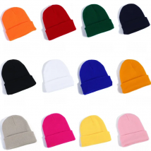 Winter Knitted Skullcap Adult Casual Hip Hop Hat Women Men Lovely Beanies Cap Unisex Solid Color Keep Warm Elastic Hats