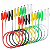 Cleqee P1025 10pcs Dual Alligator Clips Electrical Test Leads DIY Double-ended Crocodile Clamp Roach Soft PVC 50cm Jumper Wire
